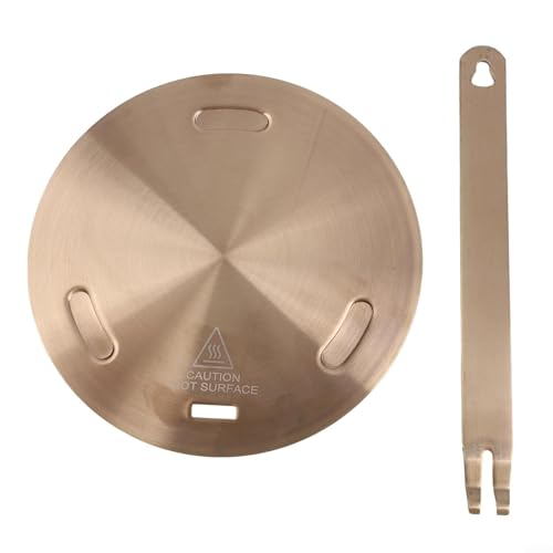 NbgrvB Placa difusora de calor de inducción de acero inoxidable con mango desmontable para una distribución uniforme del calor, compatibilidad con estufas de gas, oro rosa, 280 mm (A)