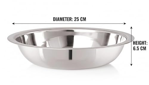 Image of KC Stainless Steel Multipurpose Basin Bowl | Mixing Bowl | Kitchen Accessories (Diamm. 25.0 CM, 2 Litre)