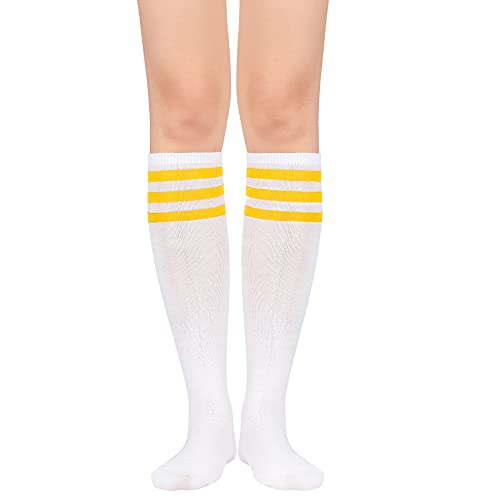 Image of Zando Knee High Socks for Women Striped Athletic Long Tall Tube Socks Outdoor Sports Casual Thigh High Stockings