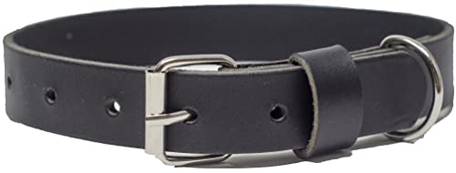 Ashford Ridge Made in England Real Leather Dog Collar - Black Small, Small (33cm - 43cm)