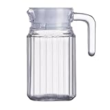 tuwiwol Jarra de agua con tapa hermética, sin BPA, ideal para cenas en casa. Se recomienda lavar a mano. Jarra de plástico con tapa sin BPA, para agua fría, Hervidor rayas 500 ml