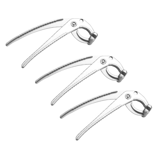 KOCKSHION 3個 アルミ合製 防滑耐熱ボウルクリップ 多機能鍋掴み器 ガーリックプレス兼用 ホットプレートや蒸し器対応 キッチン調理補助ツー