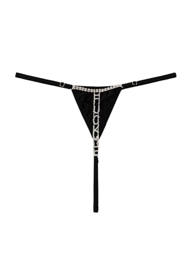 Image of RoseSeek Women's Sparkling Butterfly Chain Underwear Low Rise Cheeky G String Panty