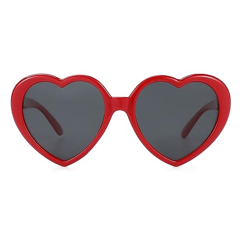 JOVAKIT Kids Polarized Heart Shaped Sunglasses for Girls Age 3-18, Fashion Lovely Rave Party Sun Glasses UV Protection