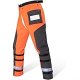 Verstellbare Kettensägen-Chaps 9-lagige Schutzhose für Damen und Herren, leichte Sicherheitsausrüstung mit Gürtel und Beingurten zum Schneiden im Freien, Orange (M)