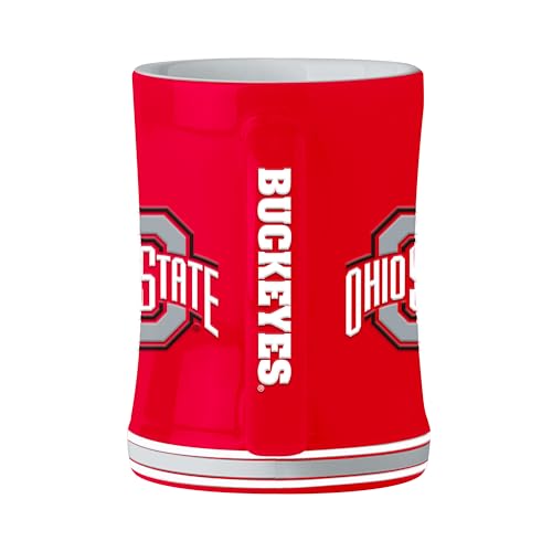 Image of Logo Brands NCAA Ohio State Buckeyes 14oz Ceramic Relief Coffee Mug - Officially Licensed Mug, Sculpted 3D Logo and Team Colors - Comfortable Handle and Glossy Finish for College Sports Fans