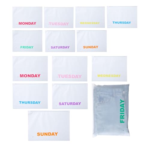 Woanger 14 Pcs Days of The Week Packing Cube 10x14 Clothing Pouch Summer Camp Trunk Organizer for Adults Kids Summer Travel