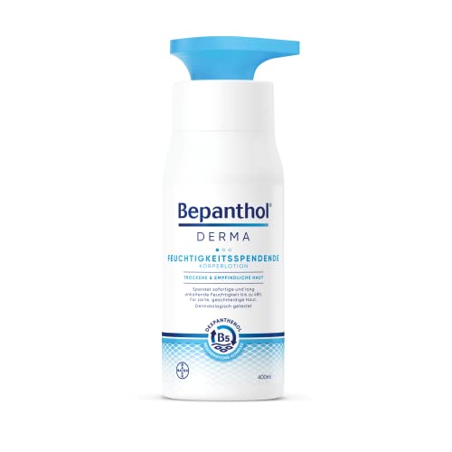 Bepanthol DERMA Feuchtigkeitsspendende Körperlotion, Körperpflege für empfindliche und trockene Haut, dermatologisch getestete Feuchtigkeitscreme mit Dexpanthenol, 400 ml Pumpspender