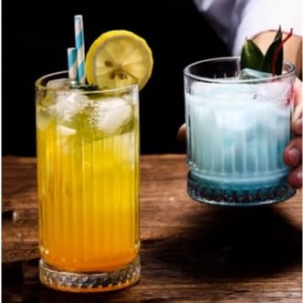 Image of Premium Juice Glasses Drinking Glasses, Highball Lead-Free Glasses, Tumblers for Water, Juice, Beer, Cocktail and Mixed Drinks - Pieces, Transparent (Crystal Glasses, 2 Count (Pack of 1))