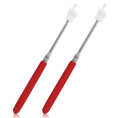 2PCS Pointer Stick for Classroom – Multipurpose Teacher Pointer Stick, Extendable Classroom Pointer and Finger Pointer Stick, Engaging Colors, Classroom Essentials for Effective Presentations (Red)