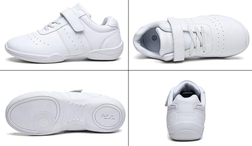 Boys Girls White Cheer Shoes Cheerleading Competition Athletic Walking Tennis Sport Hook&Loop Dance Sneakers Shoe3