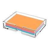 BEEGO Sticky Note Organizer - 4x6 in Crystal Clear Acrylic Notepad Holder & Dispenser for Dorm Room Office Desk Organization