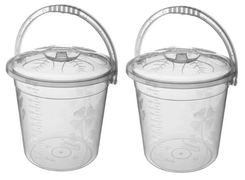 Best House | Plastic Bucket with Lid Handle | 5 Litres | CLEAR | 2 Pcs | Household Bucket | Storage Buckets Bin Container, Multipurpose Use for Home, Garden and Workshops (Pack of 2)