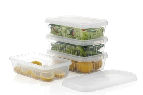 Image of HomeWiz Fridge Storage Containers 2000ml x6 | Air Tight Storage Container Set | Fridge Organiser Storage Boxes |Food Grade BPA-Free Plastic Containers |Stackable, Transparent, for Fruits & Vegetables
