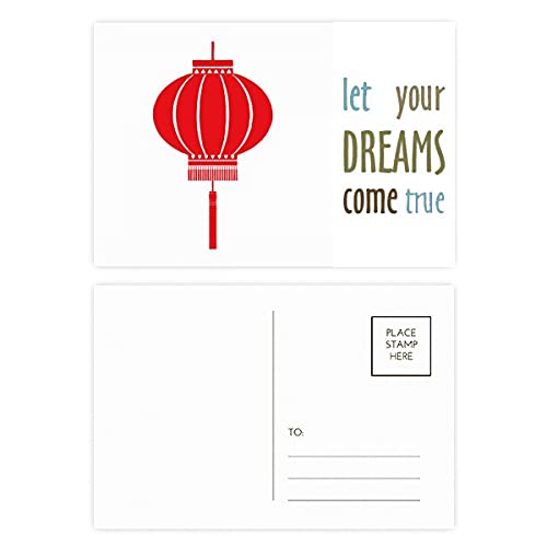 Carte postale lanterne chinoise rouge : lot de 20 cartes traditionnelles de voeux