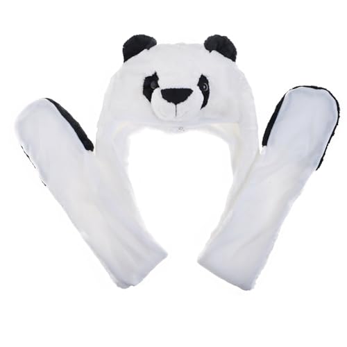 TopTie Panda Faux Fur Cute Animal Ears Hat Mittens Scarf Hood2