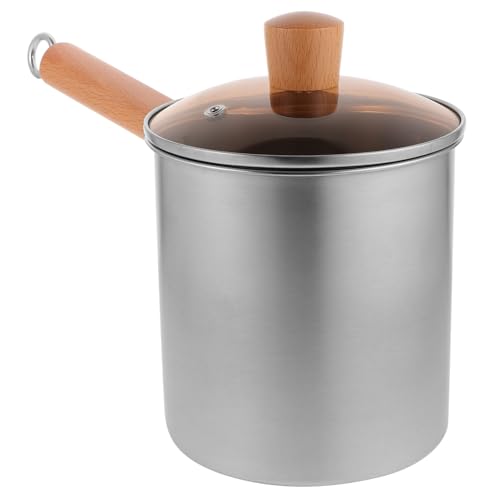 NAMOARLY Stainless Steel Deep Fryer Efficient Deep Pot Home Use Easy to Handle Wood Handle Design