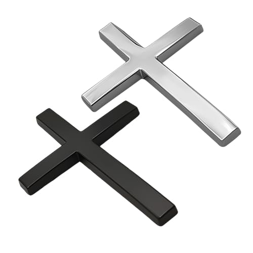 YTFRL 2 PCS Metal Jesus Christ Cross Stickers, 2.5×1.8 Inch
