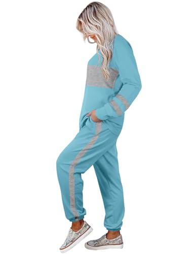 Image of Aloodor Sweatsuit for Women 2 Piece Outfits for Womens Crewneck Sweatshirts Pullover