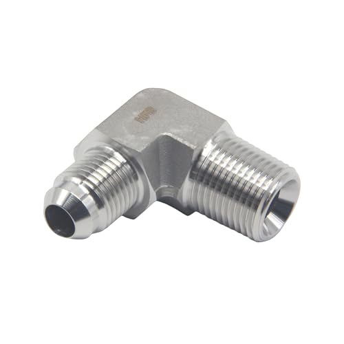 Image of HFS(R) 3 /8 inch Male NPT to 3 /8 inch Male JIC Elbow 90 Flare Pipe Fitting 304 Stainless Steel (3 /8 inch MNPT x 3 /8 inch MJIC)