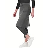 Womens Golf Skirts with Leggings, Knee Length Tennis Skorts with Pockets Stretchy Waisted Long Skorts with Yoga Pants,Womens Skirts Knee Length C#Grey,XX-Large