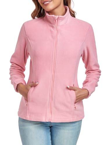 Women's Full Zip up Fleece Jackets Stand Collar Long Sleeve Sherpa Fuzzy Warm Jacket with Pocket4