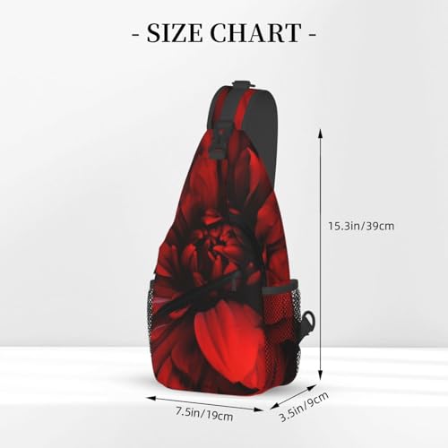 Bolso cruzado negro con flor roja para hombre y mujer miniatura 3