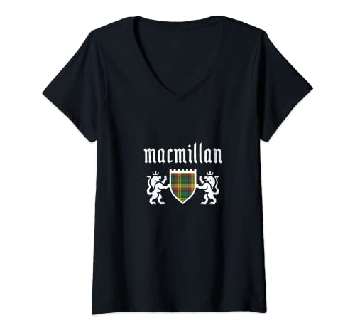 Womens Clan MacMillan Tartan, Scottish Plaid, MacMillan Family V-Neck T-Shirt