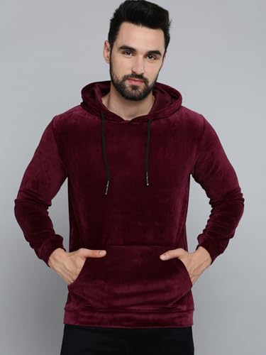 Image of SHOWOFFFF Men Solid Pullover Sweatshirt | Hooded Full Sleeves Cotton Sweatshirt's for Mens | Slim Fit Regular Length Sweatshirts for Men's