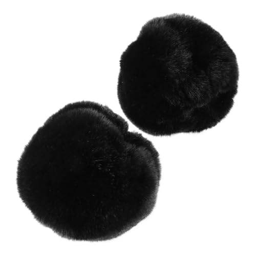 FRCOLOR Furry Wrist Cuff Warmer Pair Black Faux Fur Arm Warmers Winter Wristbands for Women Fashionable Cold Weather Accessories