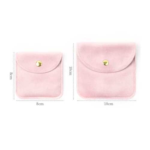 1Pc Jewelry Bag Portable Jewelry Pouch Snap Button Storage Pouch Ring Necklace Earrings Packaging Bag Gift(Pink,Small)2