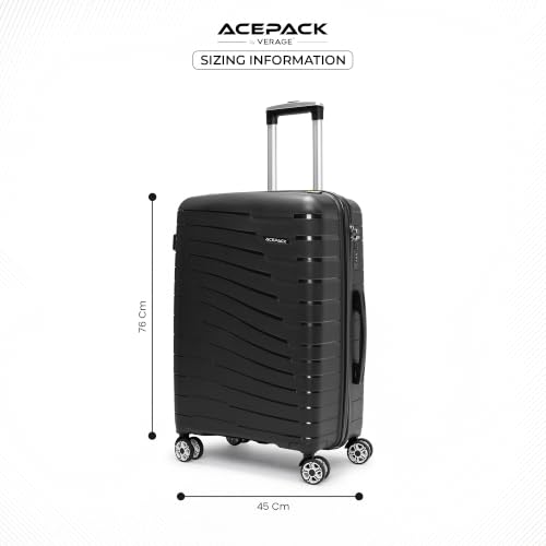 Image of ACEPACK by Verage - STARLINK Unbreakable Hard Side Polypropylene Luggage Large Check in 103L | Lightweight Suitcase Set with 360 Silent Spinner Wheels, Number Lock,Telescopic Handle & 3 Year Warranty