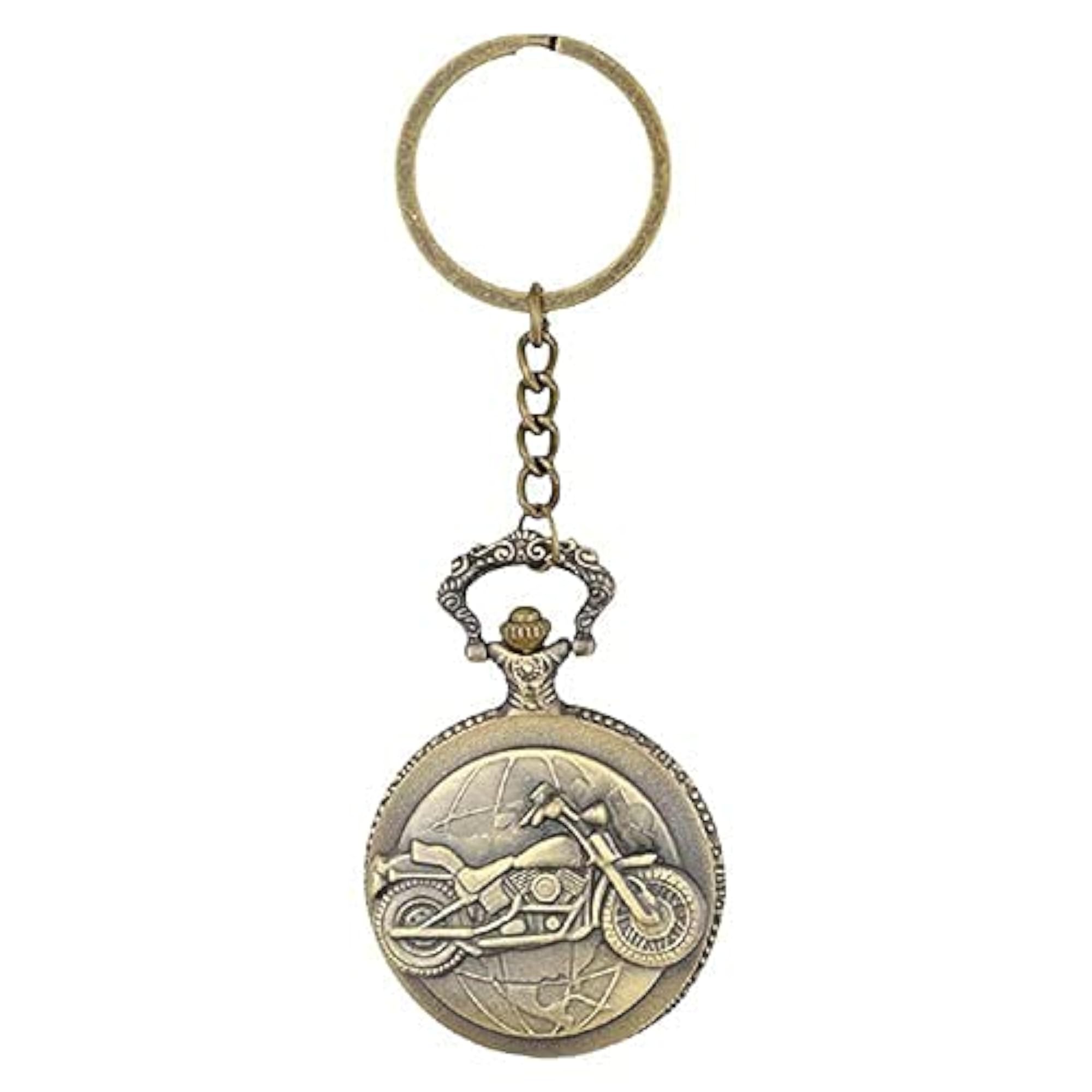 Vintage Motorbike Pocket Watch Keychain Gift