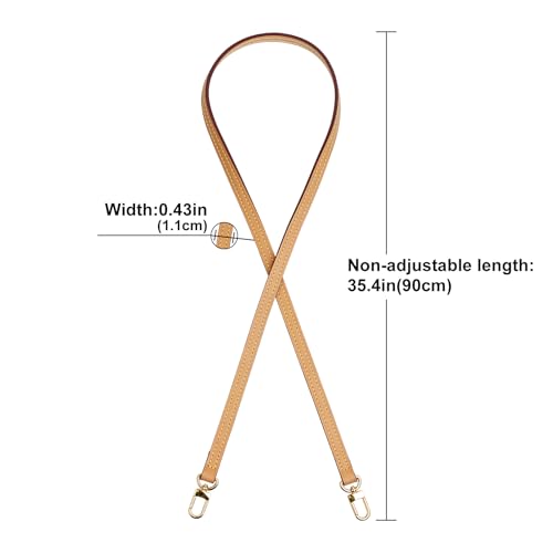 Image of Genuine Vachetta Leather Strap for Bag,Shoulder Purse Strap Replacement Fit for Felicie Pochette (Beeswax-Width:0.43in&Length:35.4in,Double Buckles)