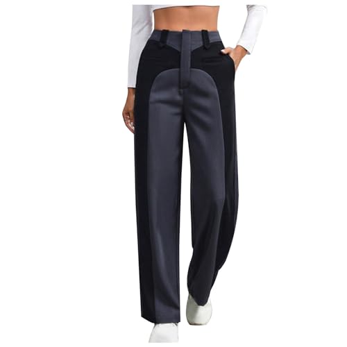 Women's Fashion Business Casual Pants Patchwork Straight Leg Trendy Dress Pants for Women 2024 Wedding Guest