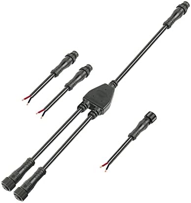 dstfuy 2pin Waterproof Connector,IP68 16WAG Y Shape 1 Male-Divided-2 Female Spillter Connector,LED Extension Cable for Car,Boat,Indoor/Outdoor LED Strip Lights.