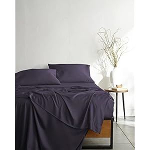 Bamboo is Better Bed Sheets | Luxury Pure Natural Bamboo Viscose Bedding Set | 4 Piece Fitted Sheet Set | Bamboo Viscose Sateen Cooling Sheets|Soft & Cozy, Deep Pocket Sheets (Cal King, Royal Purple)