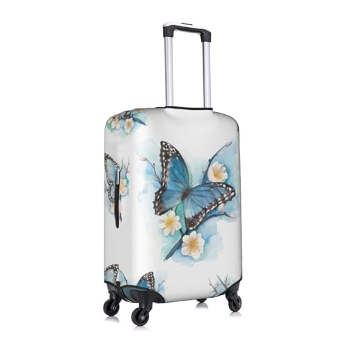 Housse de bagage élastique L fermeture éclair protection valise fleur bleu - 3