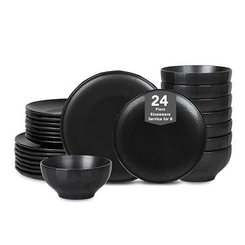 Stone Lain Rio 24-Piece Dinnerware Set Stoneware, Black