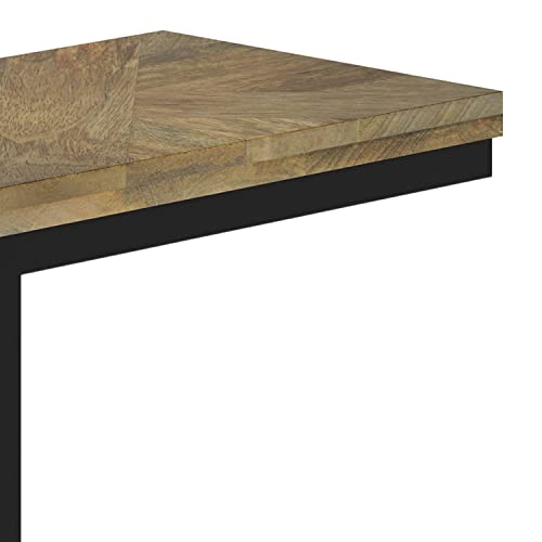 Simplihome Hayward 19 Inch Wide Metal Side Table In Natural, Fully Assembled Solid Mango Wood #TOP7