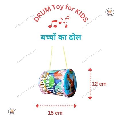 Prapti Mart Plastic Drum Dhol for Kids with 2 Sticks | Activity & Learning Toy | Girls and Boys | Dholak Drum | Perfect for Birthday Gift | Good Product | Multi-Colour | Size Small | Age 6 Month+ - Image 2 thumbnail