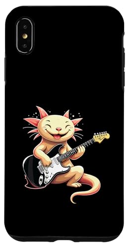 音楽愛好家のためのエレキギターを弾く面白いAxolotlデザイン。 スマホケース iPhone XS Max 用