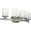 Forte Lighting 5105-05-55 Transitional 5 Light Vanity Fixture, Brushed Nickel Finish with Satin Opal Glass
