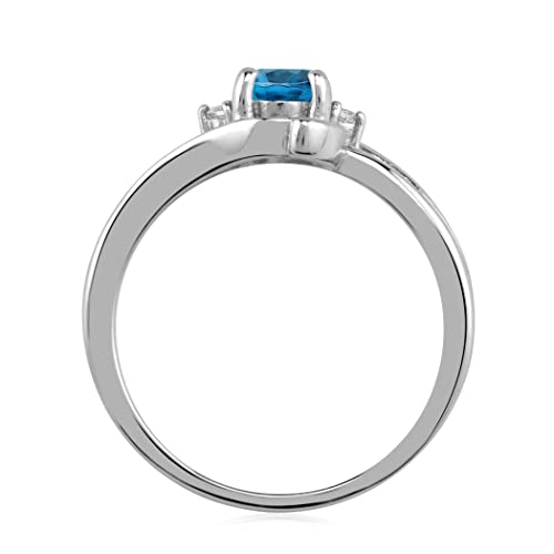 Silvershake 7x5MM Oval Shape Genuine Gemstone 925 Sterling Silver Engagement Wedding Anniversary Ring3