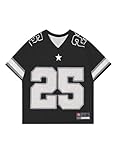 BEAUDRM Men's Jersey Shirts Rhinestone Number Graphic Tees Short Sleeve V Neck Casual Football T Shirt Streetwear Black XX-Large
