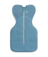 Love To Dream Swaddle UP 2.5 TOG for Cooler (16-20C), Newborn 2.2-3.8kg - Pebbles Storm Blue, Snug Fit, Support Healthy Sleep Routine, Machine Washable Stretch Cotton, 2 Zips, Easy Nappy Change