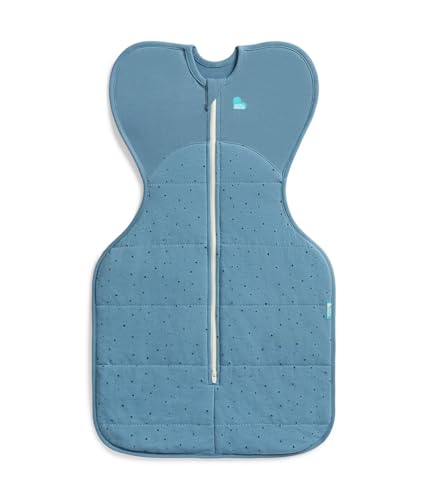 Image of Love to Dream Warm Swaddle UP 2.5 TOG Baby Sleep Sack for Autumn & Winter | Arms Up Position for Self-Soothing, Calms Startle Reflex | Medium 13–19 lbs, Storm Blue
