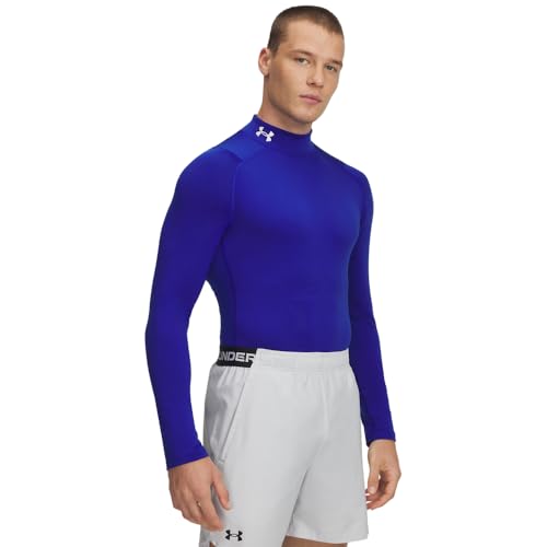 Under Armour Men's ColdGear Armour Fitted Mock, (400) Royal / / White, Large