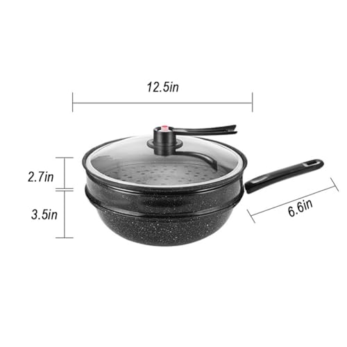 Wok de Piedra Antiadherente con Tapa de Vidrio 12.5 pulg miniatura 6