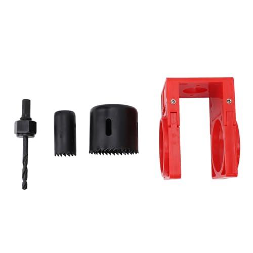 Lock Installation Kit Carbon Steel Guide Template Hole Saw for Wood Doors Deadbolts (Red)
